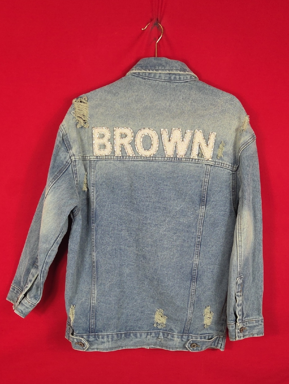 JUDITH MARCH‎ Distressed Denim Jean Jacket Brown Womens Size Small